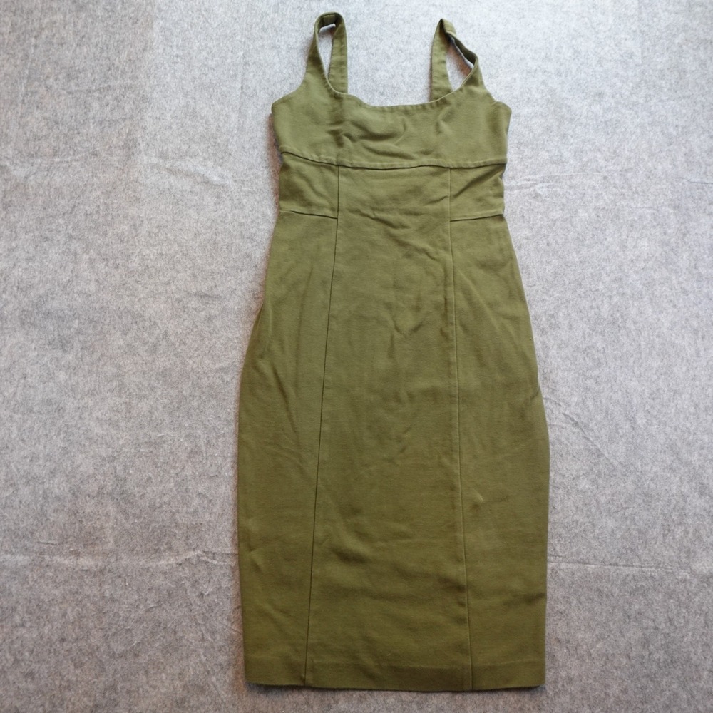 Diane von Furstenberg Dress Women 8 Olive Green Bridget Sleeveless Sheath Midi